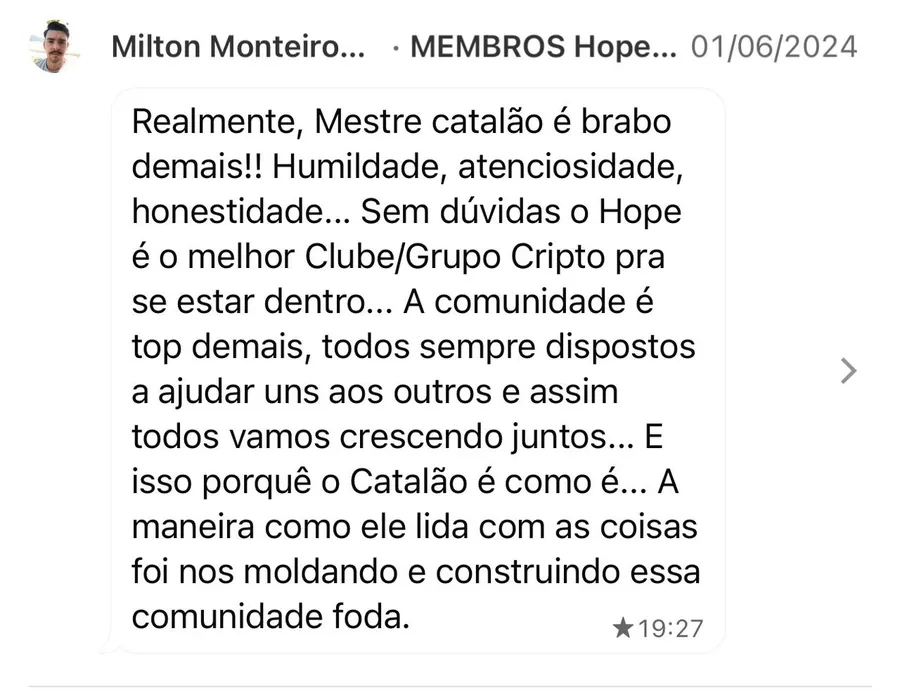 Mensagem de Milton Monteiro, 01/06/2024